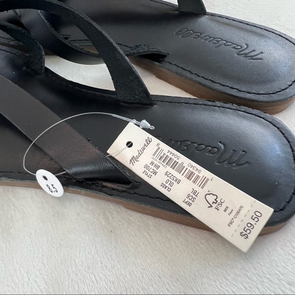 Madewell The Boardwalk Thong in Leather True Black Size 8.5 - Picture 12 of 13